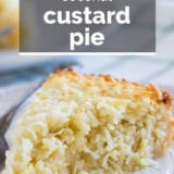 Coconut Custard Pie with text overlay.