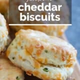 Jalapeno Cheddar Biscuits with text overlay.