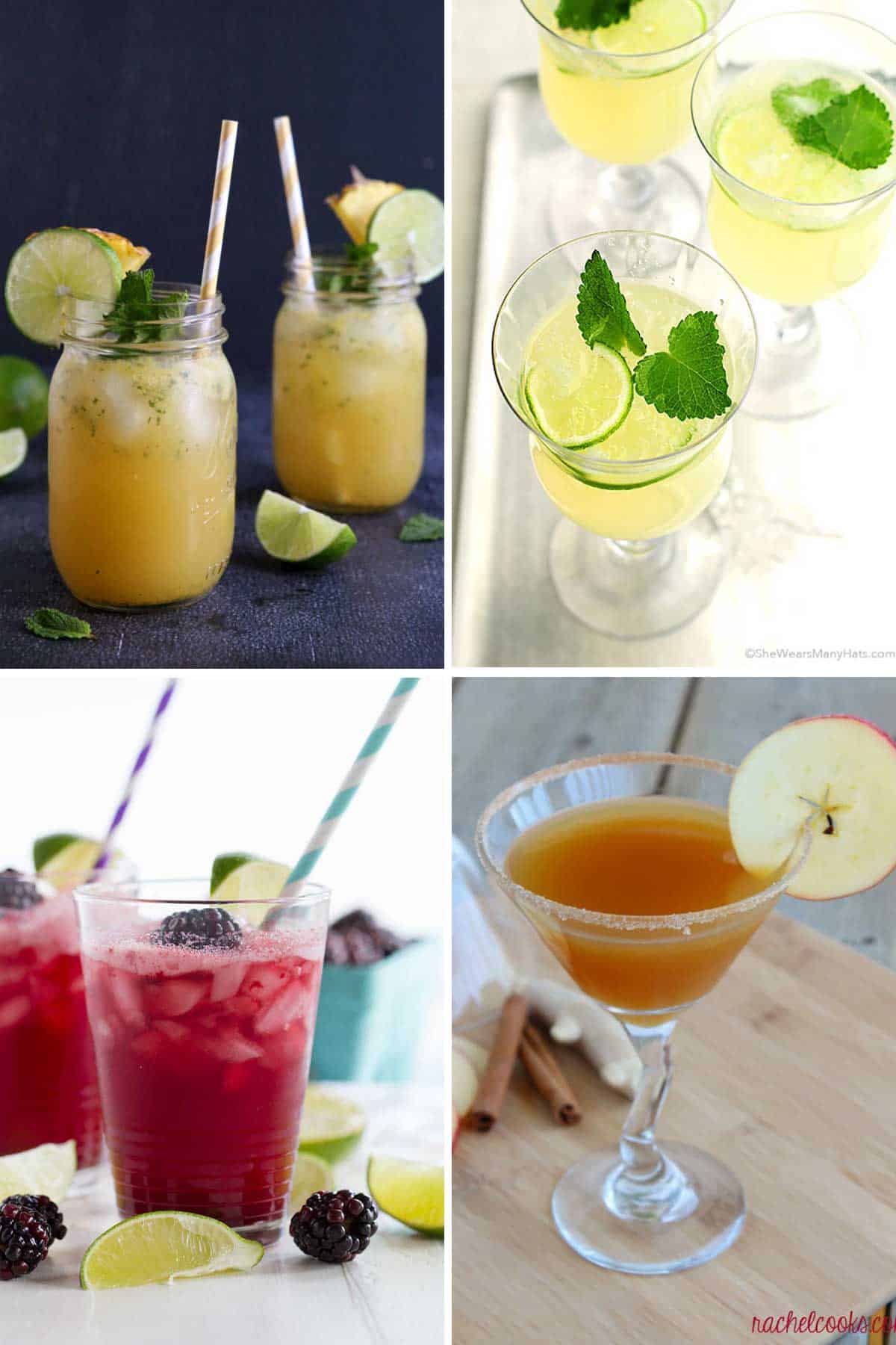 4 mocktail recipes in a collage.