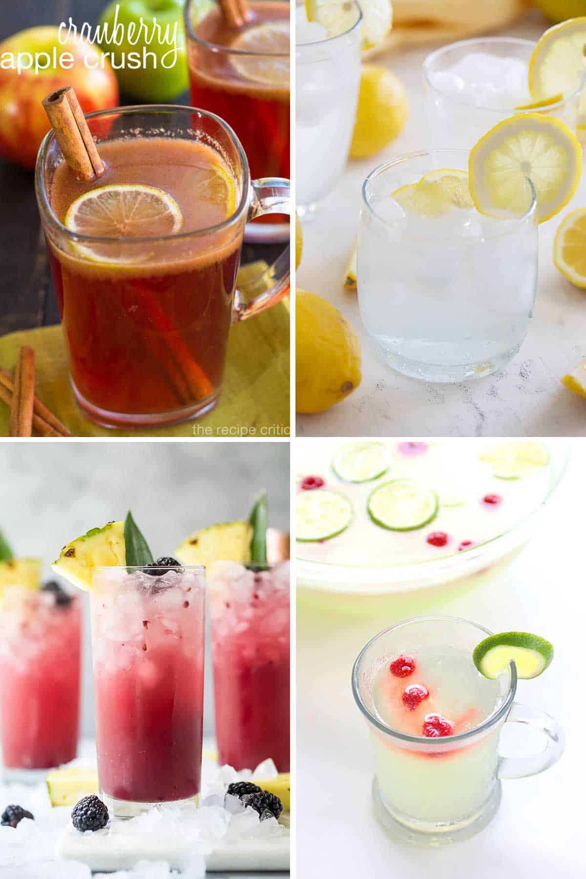 4 Mocktails in a collage.