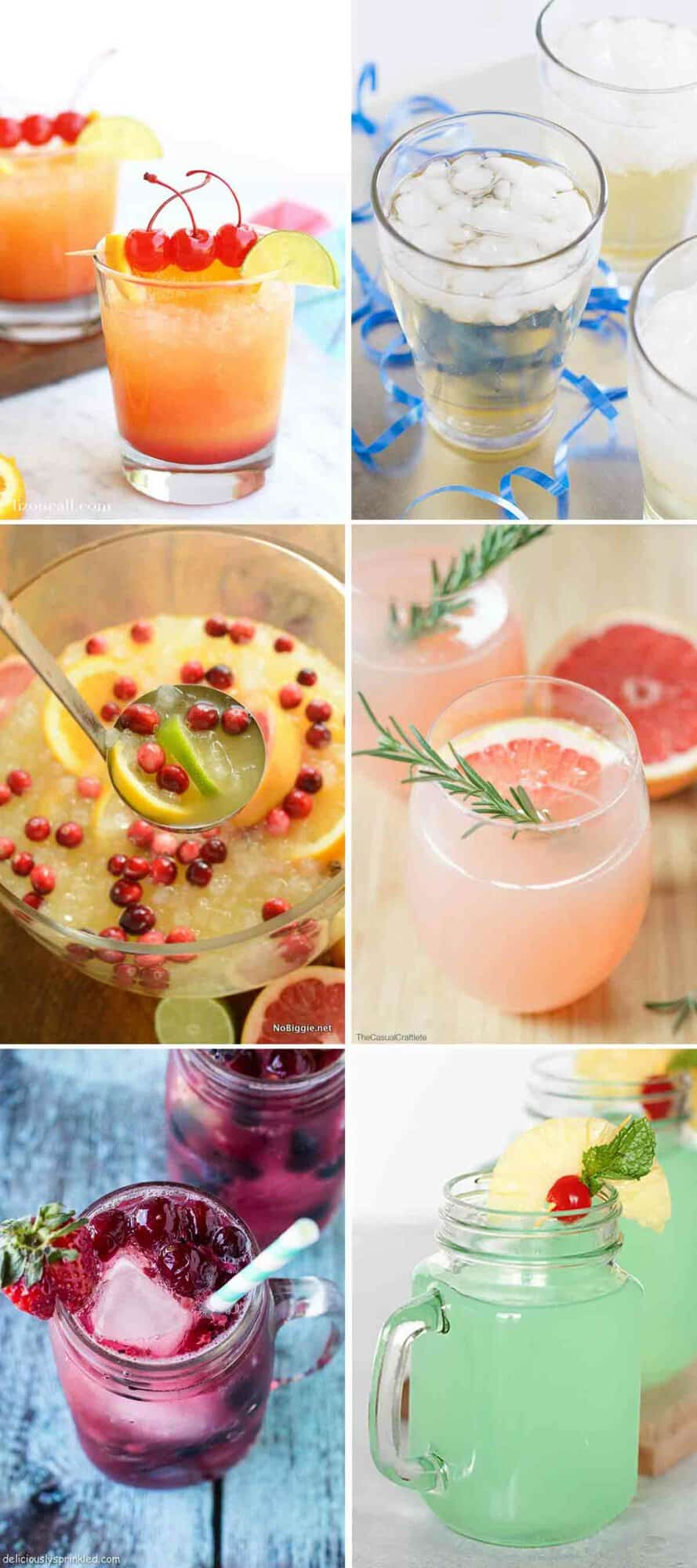 Collage with different mocktails.