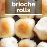 Brioche Rolls with text overlay.