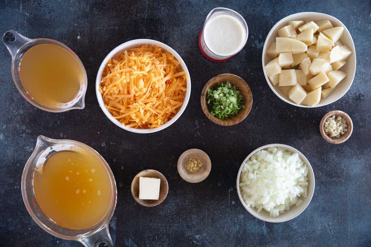 Ingredients for Cheddar Cheese Soup.