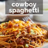 Cowboy Spaghetti with text overlay.