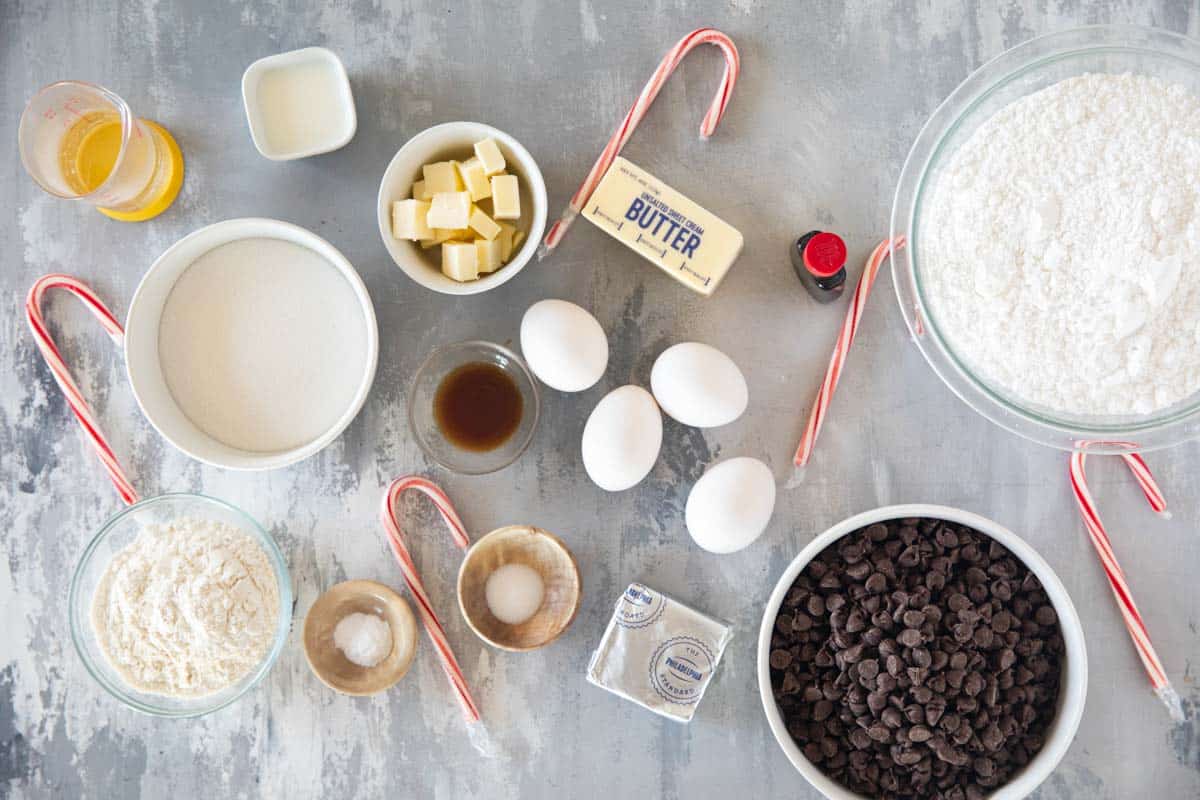 Ingredients for Peppermint Brownies.