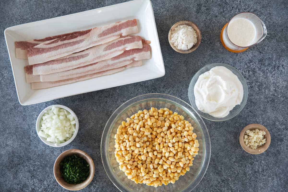 Ingredients for Creamy Corn and Bacon.