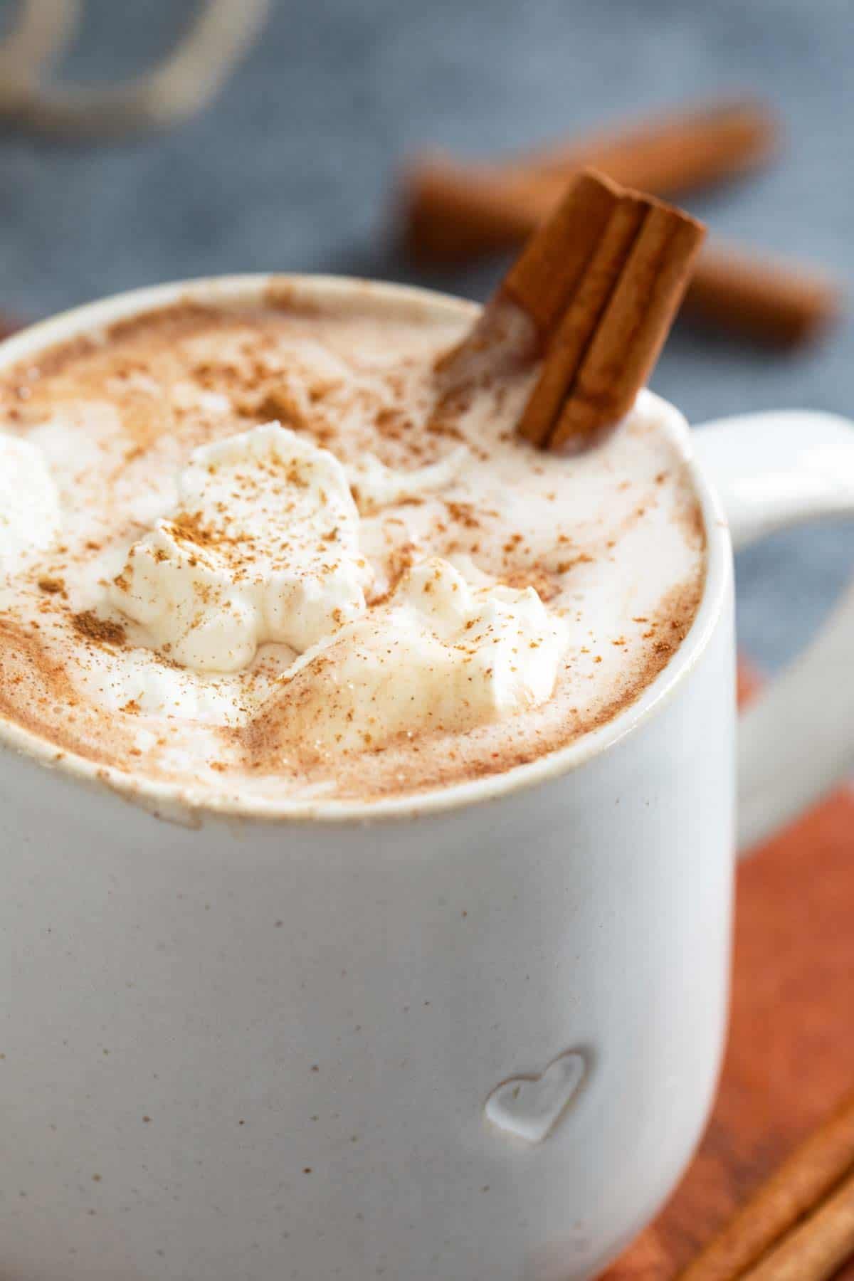 Mexican Hot Chocolate topped with whipped cream.