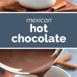 Mexican Hot Chocolate collage with text bar in the middle.