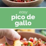 Pico de Gallo collage with text bar in the middle.