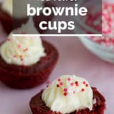 Red Velvet Brownie Cups with text overlay.