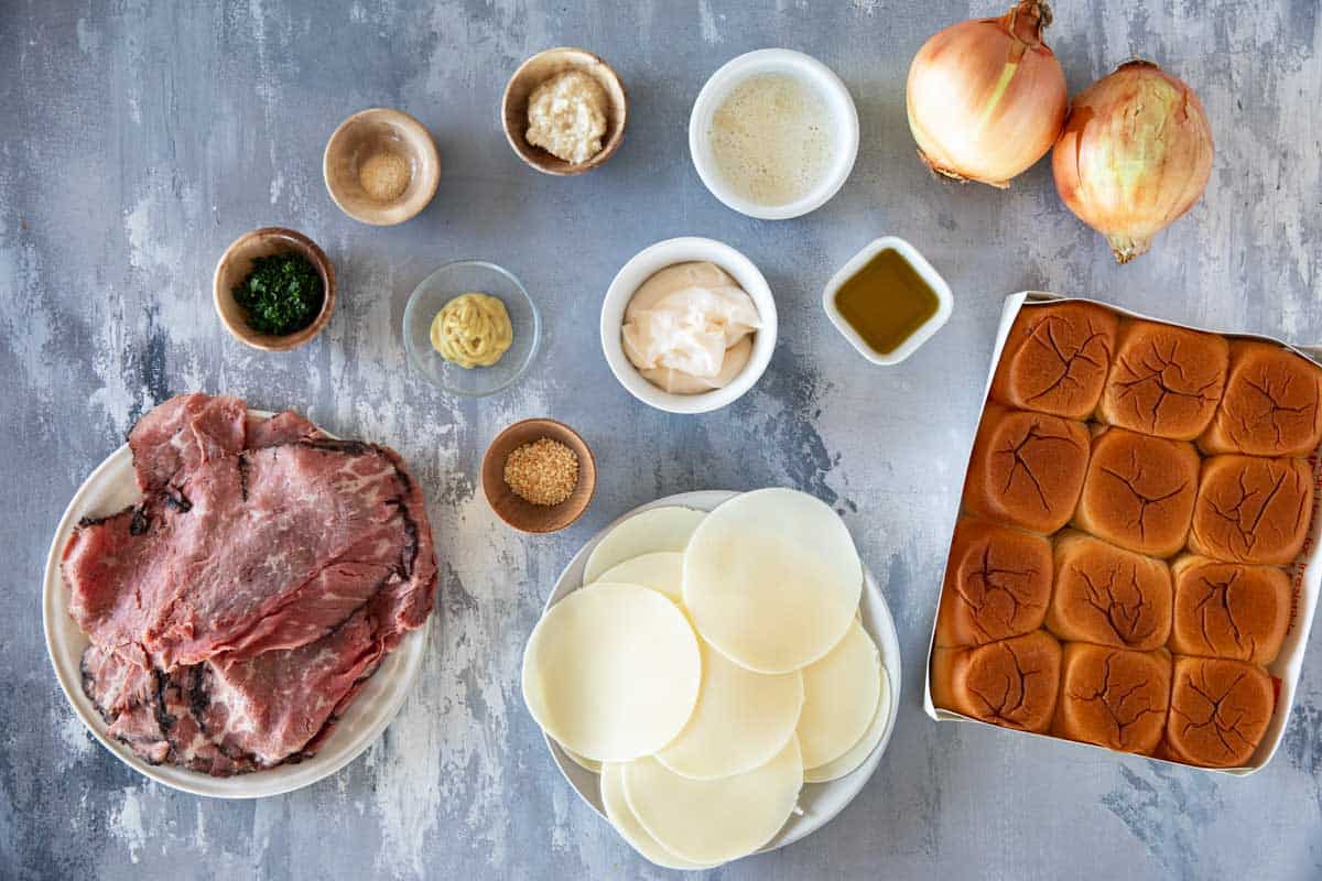 Ingredients for Roast Beef Sliders.