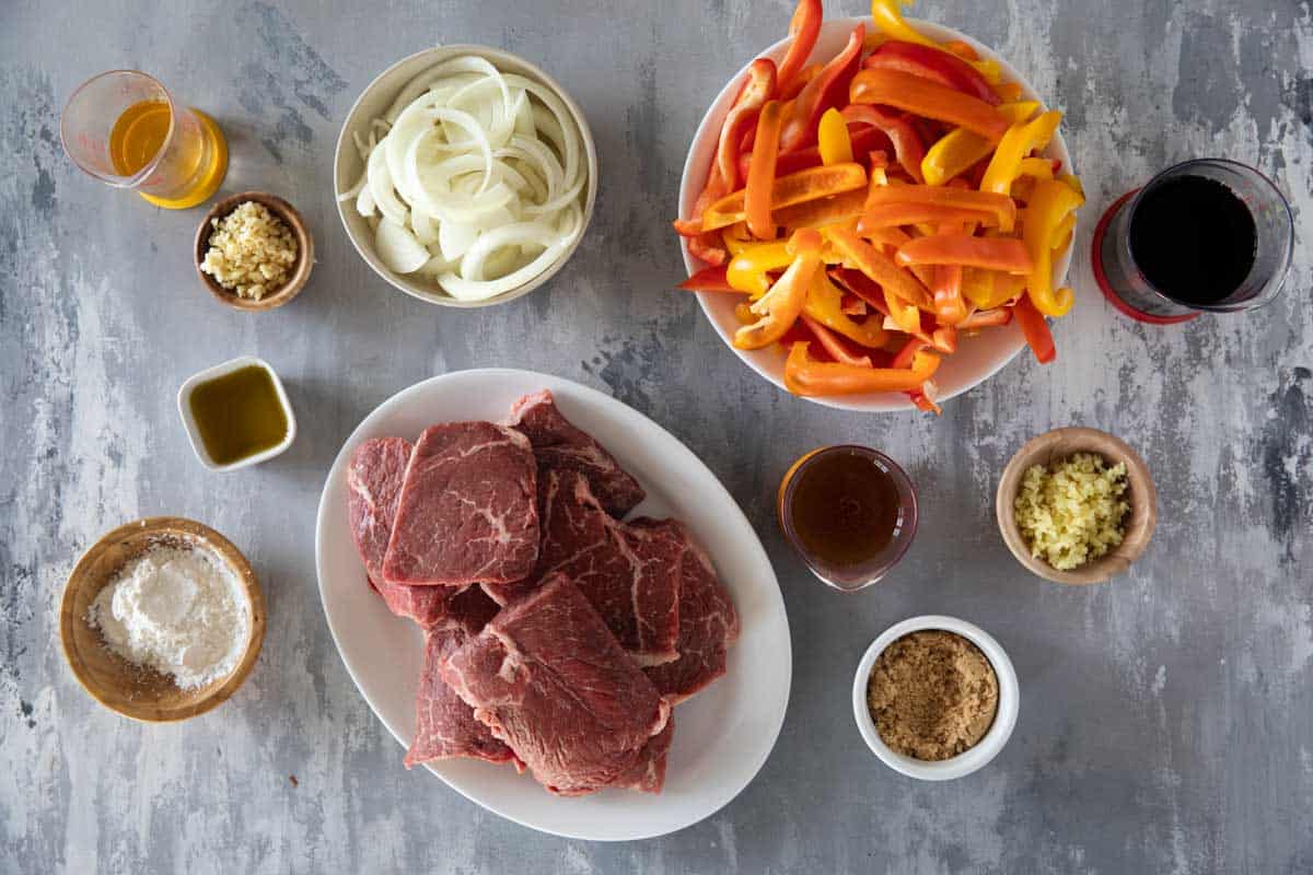 Ingredients for Slow Cooker Pepper Steak