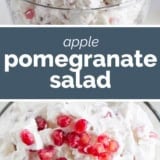 Apple Pomegranate Salad collage with text bar in the middle.