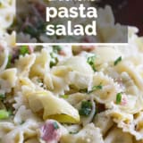 Artichoke Pasta Salad with text overlay.