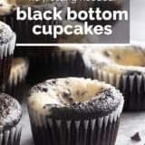 Black Bottom Cupcakes with text overlay.