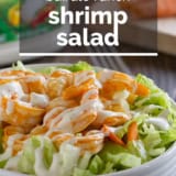 Buffalo Ranch Shrimp Salad with text overlay.