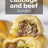 Cabbage and Beef Bundles with text overlay.