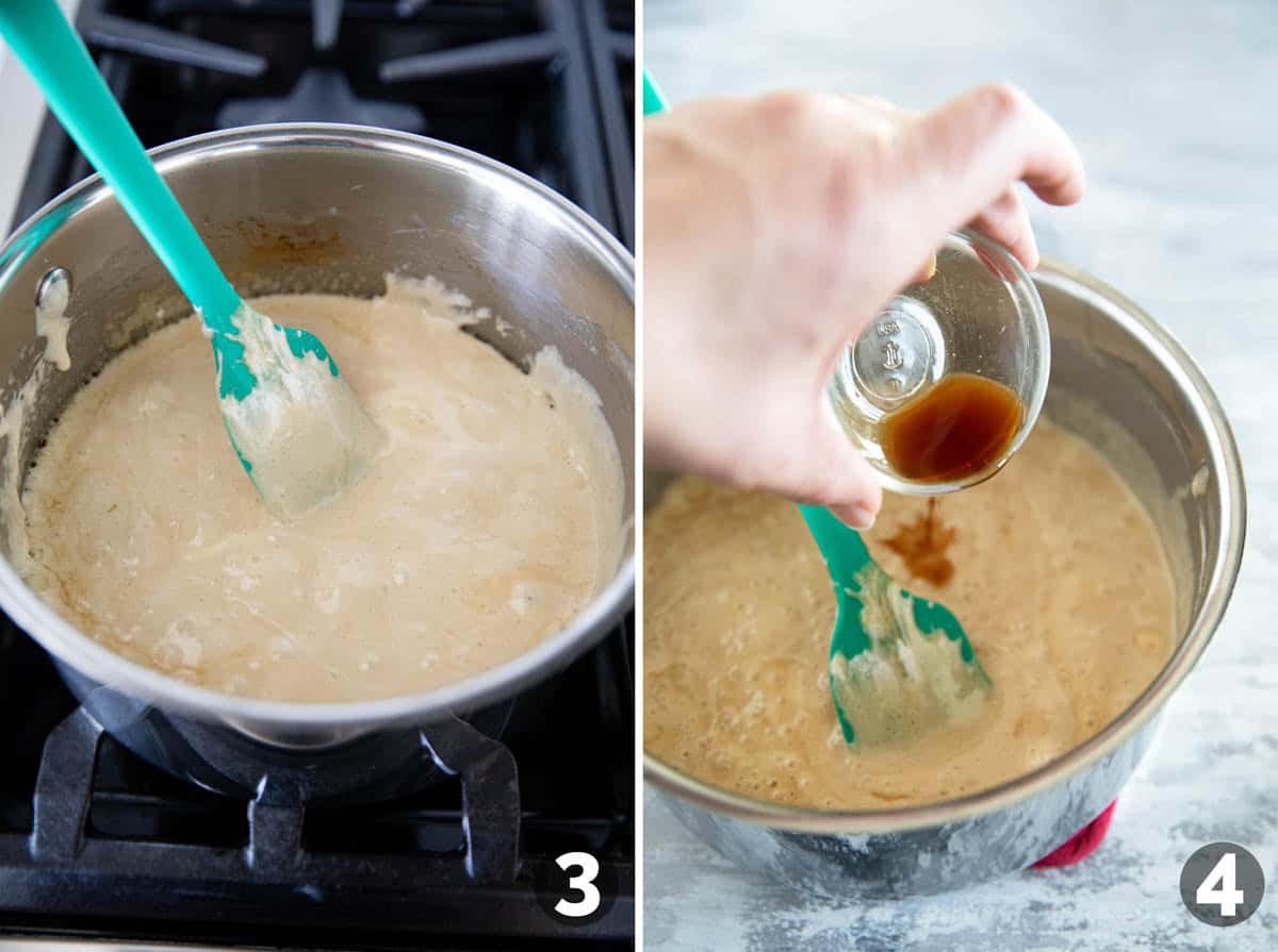 Making sauce for caramel marshmallow popcorn.