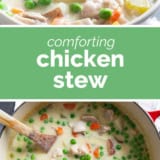 Chicken Stew collage with text bar in the middle.