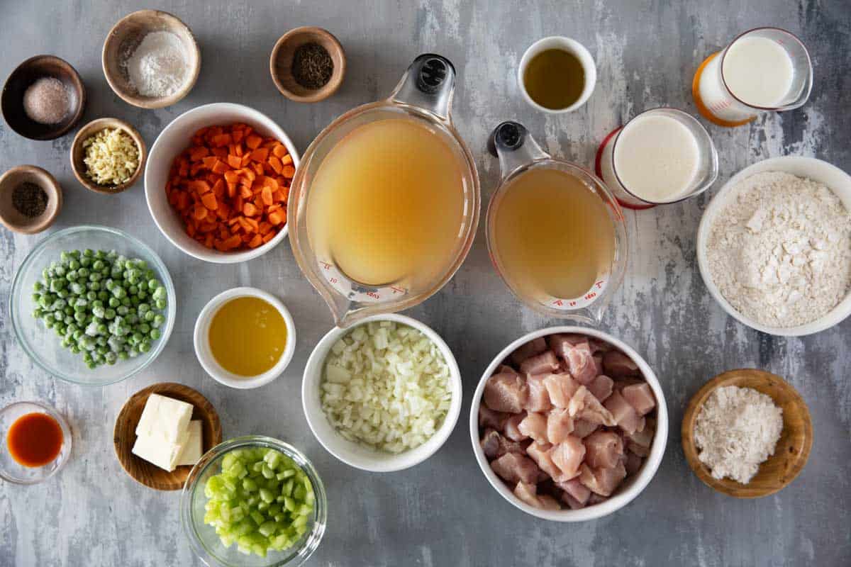 Ingredients for Chicken and Dumplings.