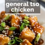 General Tso Chicken with text overlay.