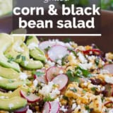 Grilled Corn and Black Bean Salad with text overlay.