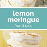 Lemon Meringue Hand Pies collage with text bar in the middle.