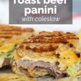 Roast Beef Panini with text overlay.