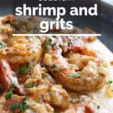 Shrimp and Grits with text overlay.