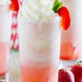 Strawberry Cream Floats with text overlay.