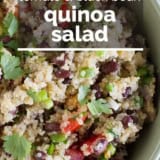 Tomato and Black Bean Quinoa Salad with text overlay.