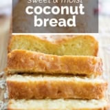 Coconut Bread with text overlay.