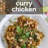 Coconut Curry Chicken with text overlay.