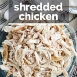 How to make shredded chicken with text overlay.