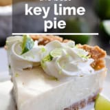 Key Lime Pie with text overlay.