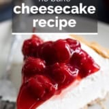 No Bake Cheesecake with text overlay.