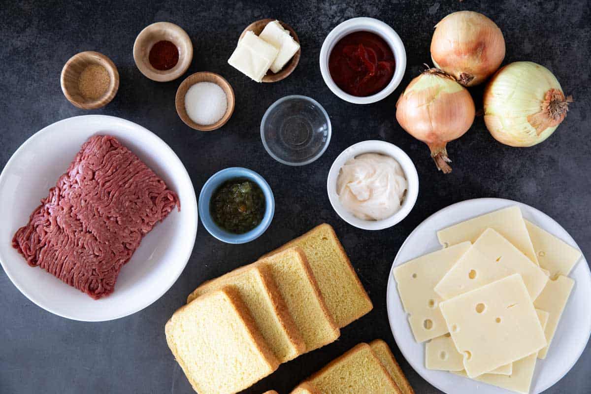 Ingredients to a make a Patty Melt.