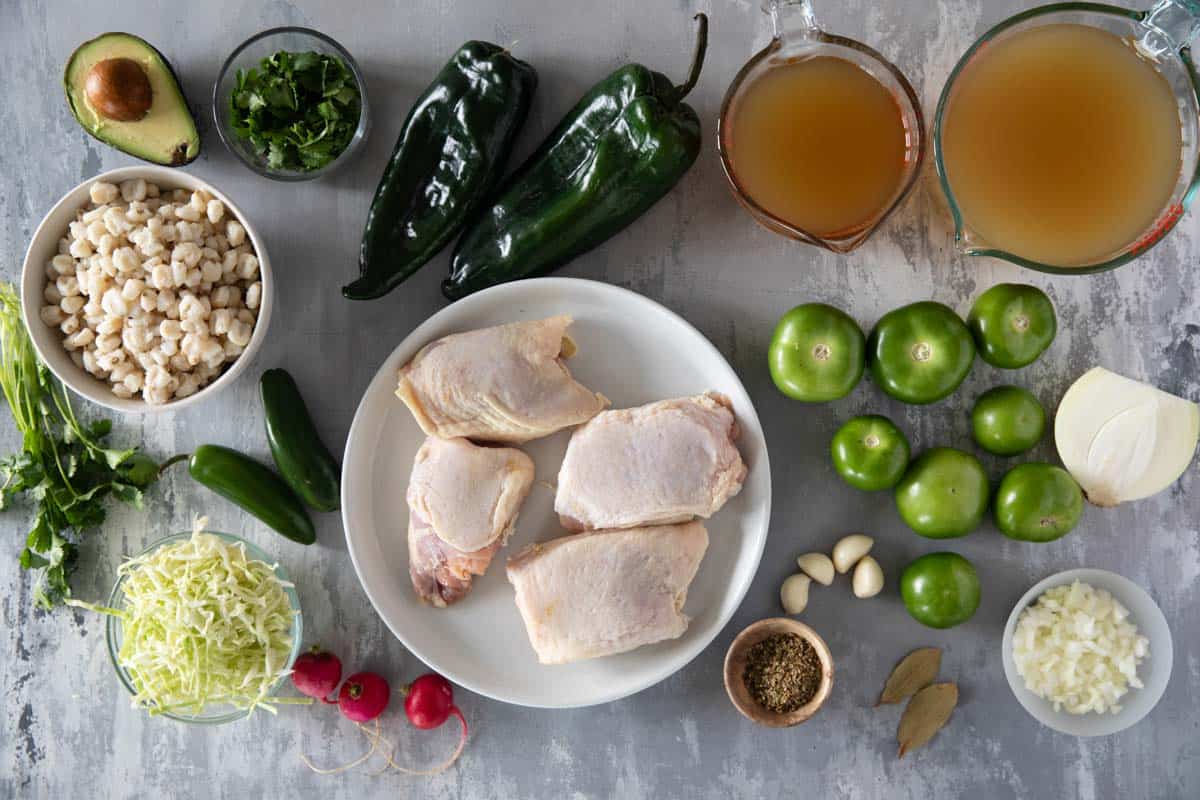 Ingredients for Pozole Verde.