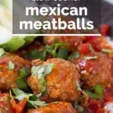 Slow Cooker Mexican Meatballs with text overlay.