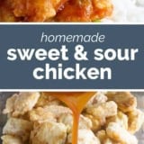 Sweet and Sour Chicken collage with text bar in the middle.